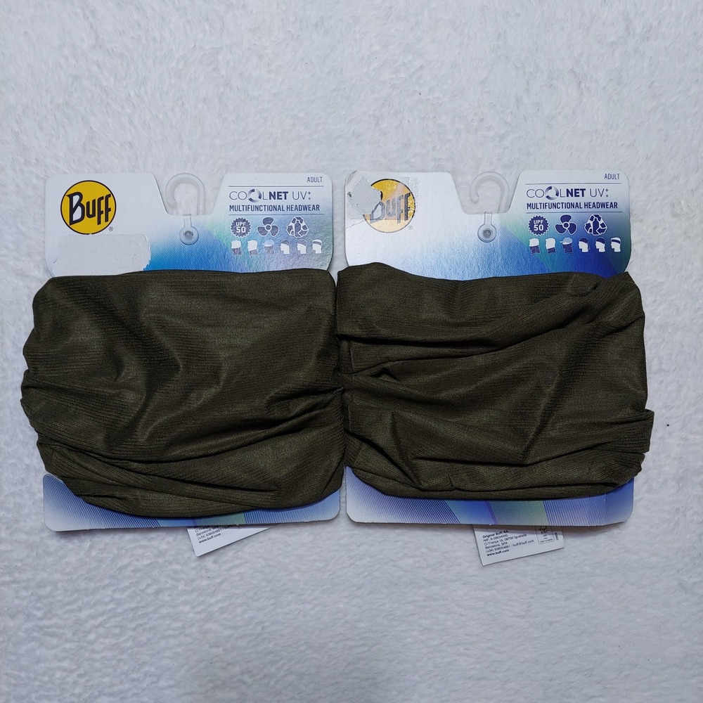 Pack of 2 Buff CoolNet UV+ Headwear Adult OSFA Military Green UPF 50 Neck Gaiter